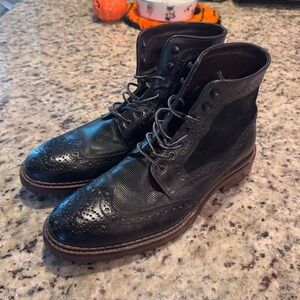Black Leather Brogue Boots